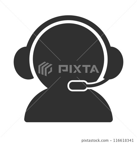Icon of a person wearing a headset - Image of remote work, operator, broadcaster, gamer 116618341