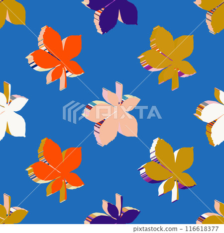 Decorative texture wallpaper 3d leaves pattern. Vintage illustration, hand-drawn beautiful texture, background. Digital paper, cloth, fabric printing 116618377