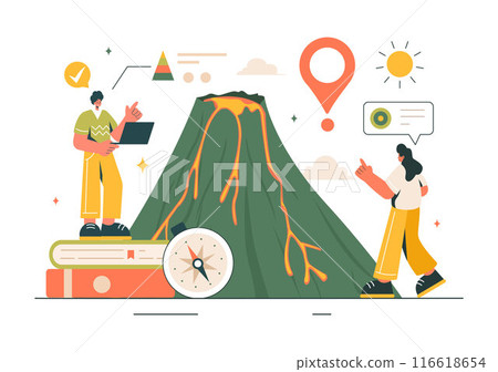 Geologist Vector Illustration with Soil Analysis and Features of the Earth for Science, Research or Expedition in Flat Cartoon Hand Drawn Background Geologist Vector Illustration with Soil Analysis and Features of the Earth for Science, Research or Expedition in Flat Cartoon Hand Drawn Background 116618654