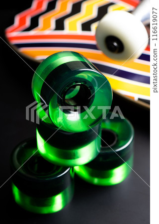 Green skateboard wheels 116619077
