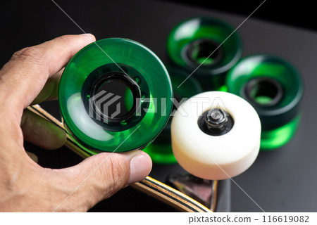 Green skateboard wheels 116619082