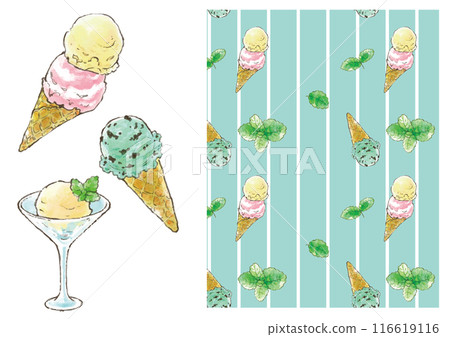 Watercolor ice cream 116619116