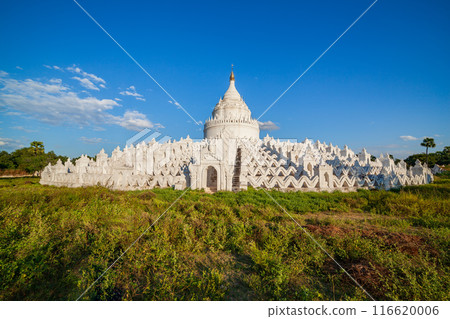 panorama of Hsinbyume pagoda, Mingun, Mandalay, Myanmar 116620006