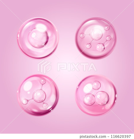 Serum drops set with molecule structure 116620397