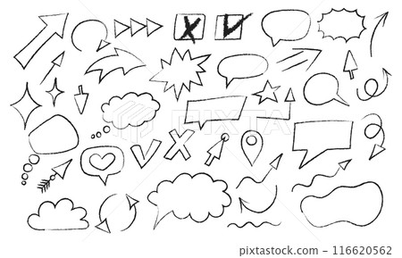 Crayon doodle shapes. Hand drawn. Brush, highlight element, note underline Crayon doodle shapes. Hand drawn. Brush, highlight element, note underline 116620562