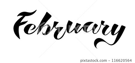 February font text calligraphy hand written. February font text calligraphy hand written. 116620564