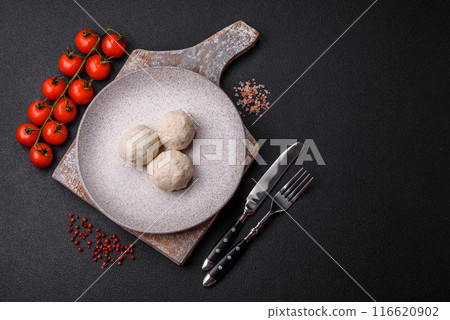 Delicious healthy steamed chicken cutlets or minced meatballs Delicious healthy steamed chicken cutlets or minced meatballs 116620902