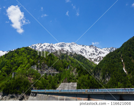 Scenery of Kurobe Dam on the Tateyama Kurobe Alpine Route in early summer 116621008