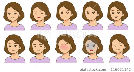 老年婦女的臉部表情變化 老年婦女的臉部表情變化 116621142