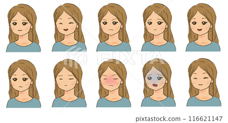 -Young woman facial expression variations 116621147
