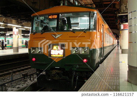 夜間停靠上野站的特快赤城:185系列湘南色彩形成 夜間停靠上野站的特快赤城:185系列湘南色彩形成 116621157