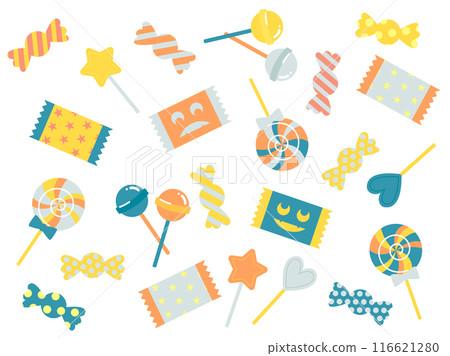 可愛的糖果插畫集，復古風格 116621280