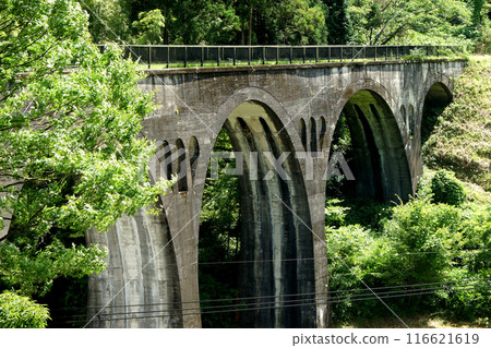 Scenery of the former JNR Miyahara Line promenade in Oguni-machi, Aso-gun, Kumamoto Prefecture, Konogawa Bridge 116621619