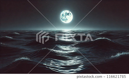 Moonlight reflected on the sea surface 116621785
