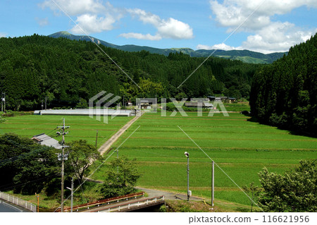 Oguni-machi, Aso-gun, Kumamoto Prefecture, Former National Railway Miyahara Line Promenade, Scenery along the line, Rural scenery from the Konogawa Bridge Oguni-machi, Aso-gun, Kumamoto Prefecture, Former National Railway Miyahara Line Promenade, Scenery along the line, Rural scenery from the Konogawa Bridge 116621956