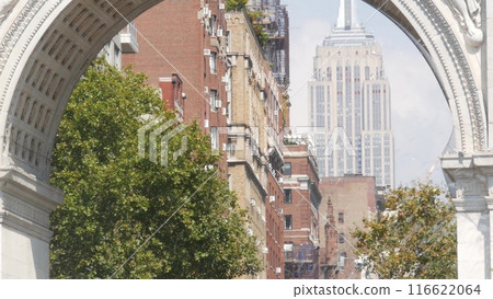 New York City Manhattan Midtown street architecture. Empire State building, american skyscraper, USA New York City Manhattan Midtown street architecture. Empire State building, american skyscraper, USA 116622064
