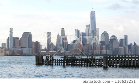 New York City waterfront skyline, Manhattan Downtown Financial district, World Trade Center cityscape 116622251