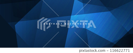 Dark blue vector abstract background. Blue modern abstract wide banner with geometric shapes 116622771