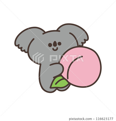 Illustration of a cute koala holding a peach 116623177
