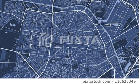 Blue Tilburg map, city in Netherlands. Streetmap municipal area. 116623349