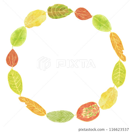 Interesting pattern of fallen leaves frame 3 - watercolor touch Interesting pattern of fallen leaves frame 3 - watercolor touch 116623537