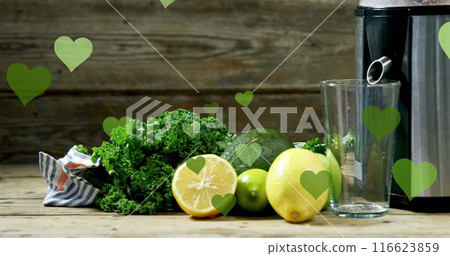 Image of heart icons over vegetables 116623859