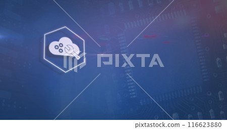 Image of business icons over processor Image of business icons over processor 116623880