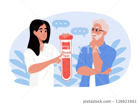 September is ITP Awareness Month. An elderly patient passes a blood test for ITP. Vector illustration. September is ITP Awareness Month. An elderly patient passes a blood test for ITP. Vector illustration. 116623881
