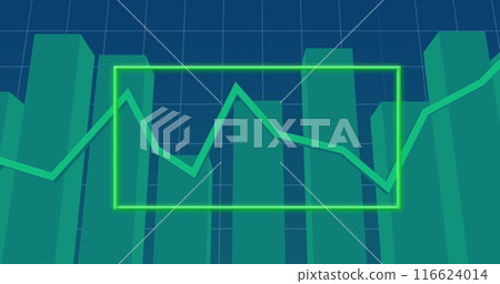 Image of neon frame over data processing on blue background 116624014