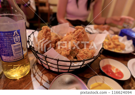 Enjoy a meal of Korean chicken and potatoes Enjoy a meal of Korean chicken and potatoes 116624094
