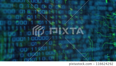 Image of data processing over black background Image of data processing over black background 116624292