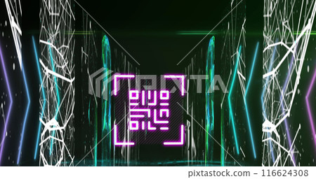 Image of shapes and qr code in digital space 116624308