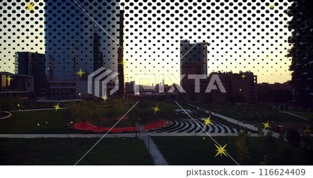 Image of falling starts and dots over refinery Image of falling starts and dots over refinery 116624409