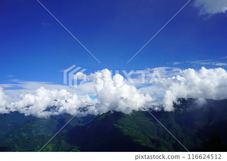 View of Mountain with White Snowy Cloud View of Mountain with White Snowy Cloud 116624512