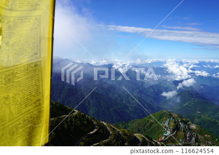 View of SIlk Route With Worship Flag from Zuluk 116624554