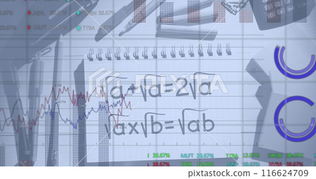 Image of financial data processing over mathematical formulae 116624709