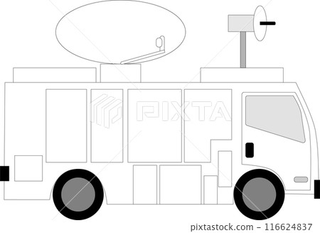 Medium-sized TV broadcast van, facing right, FPU microwave and SNG satellite communications 116624837