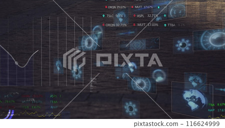 Image of data processing over people walking on street 116624999