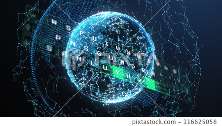 Image of data processing over globe and network... - Stock Illustration ...