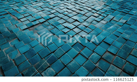Blue tile pattern. Generative AI 116625125