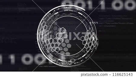 Image of scope with data processing over black background 116625143