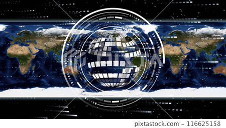 Image of globe with data processing over world map Image of globe with data processing over world map 116625158
