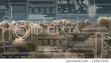 Image of digital data processing over clouds 116625440