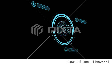 Image of human brain and ai data processing over black background Image of human brain and ai data processing over black background 116625551