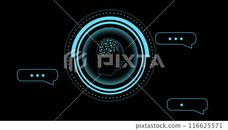 Image of human brain and ai data processing over black background Image of human brain and ai data processing over black background 116625571