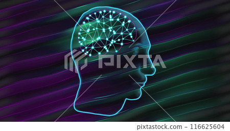 Image of human brain and ai data processing over black background 116625604