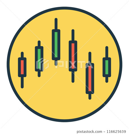 Candlestick Circle - cryptocurrency graph vector colored round icon or design element 116625639
