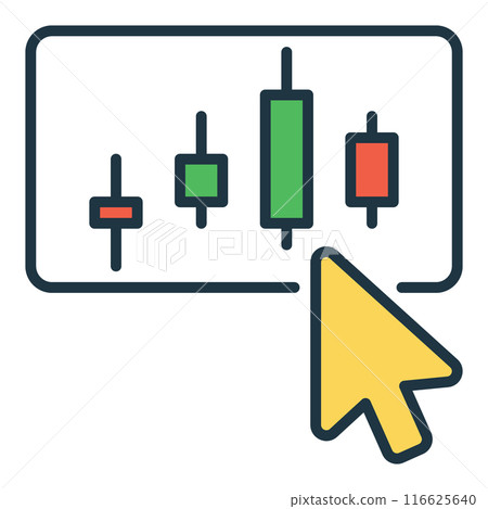 Candlestick Chart with Mouse Cursor vector colored icon or logo Candlestick Chart with Mouse Cursor vector colored icon or logo 116625640