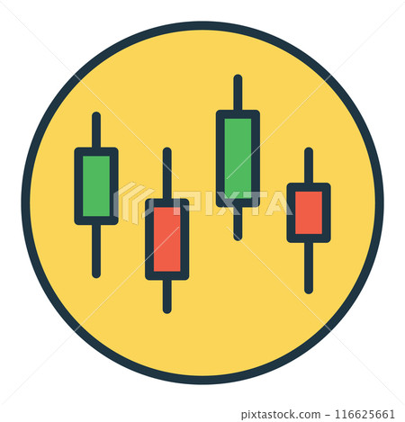 Crypto Candlestick Charts in Circle vector Technical Analysis colored icon or sign 116625661