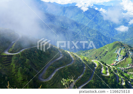 Zig Zag Road of Mountain in Silk Route Sikkim Zig Zag Road of Mountain in Silk Route Sikkim 116625818